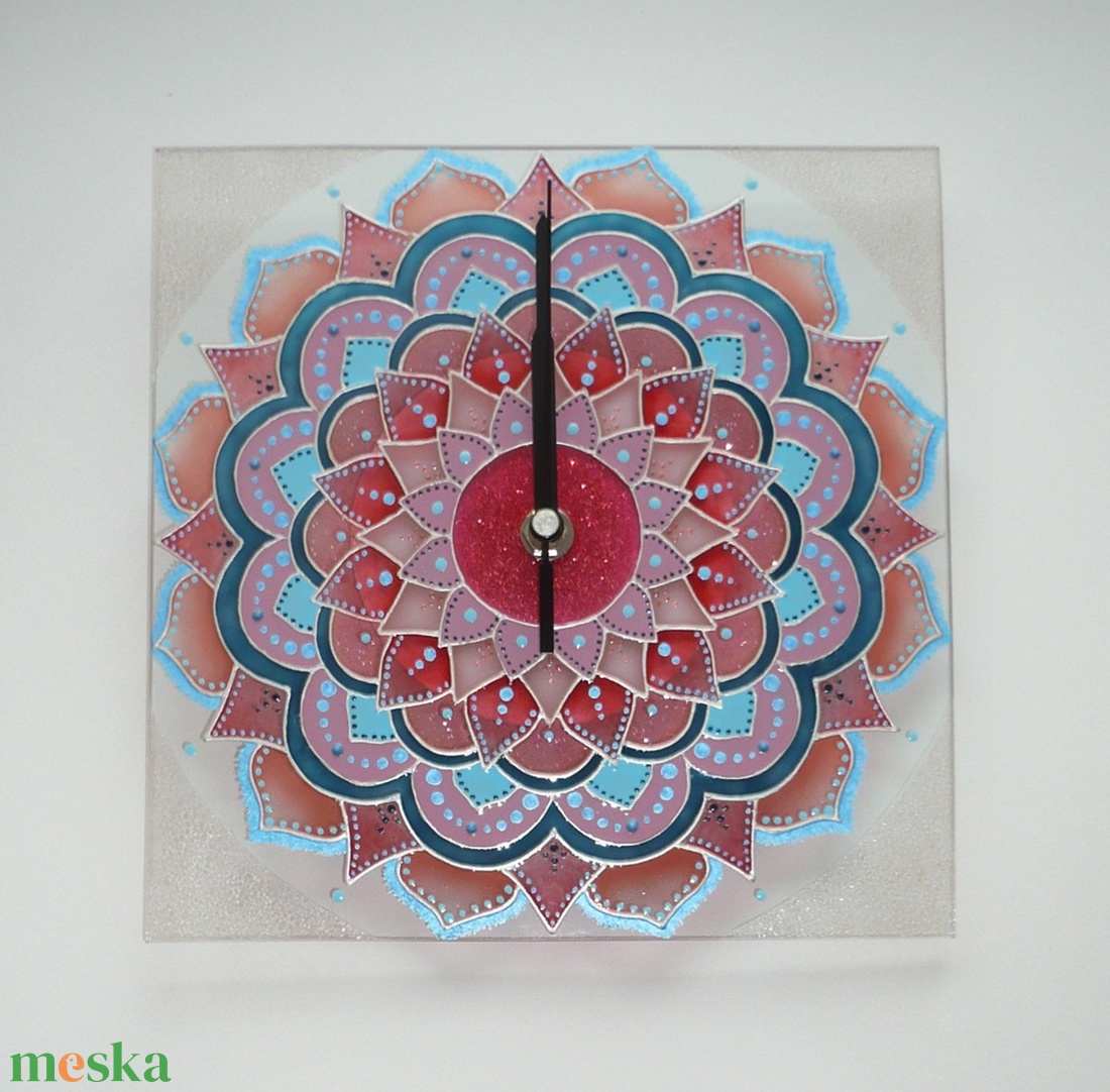 Pasztell korall-rózsaszín-teal Mandala - egyedi festett négyszögletes mandala üveg falióra - otthon & életmód - dekoráció - fali és függő dekoráció - falióra & óra - Meska.hu Pasztell korall-rózsaszín-teal Mandala - egyedi festett négyszögletes mandala üveg falióra - otthon & életmód - dekoráció - fali és függő dekoráció - falióra & óra - Meska.hu