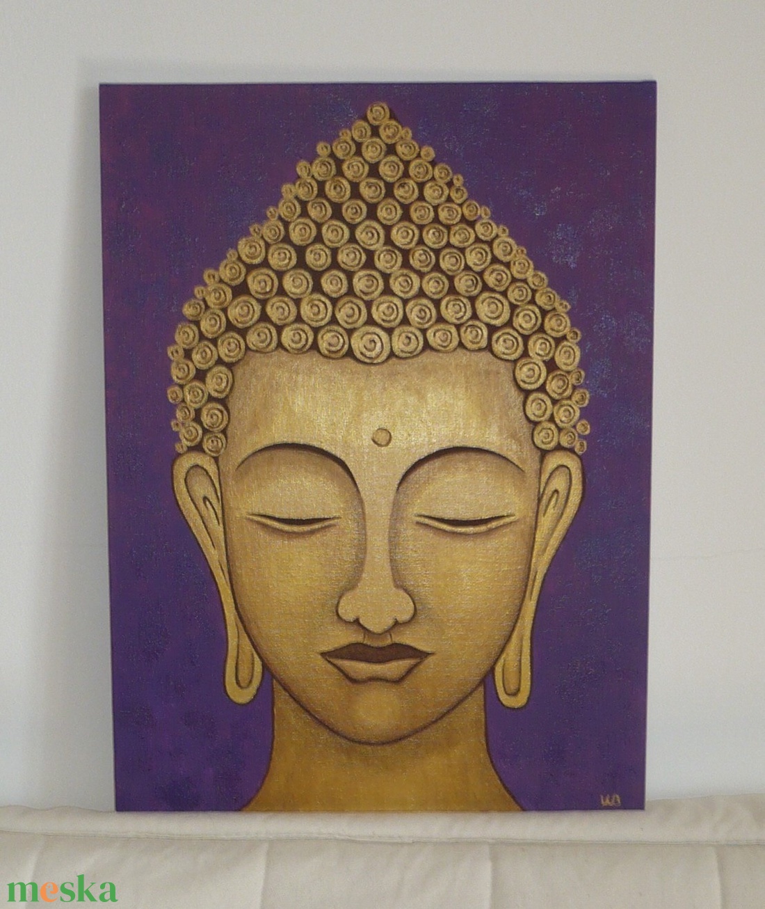 Arany Buddha - egyedi akril festmény, falikép 30x40 - művészet - festmény - akril - Meska.hu