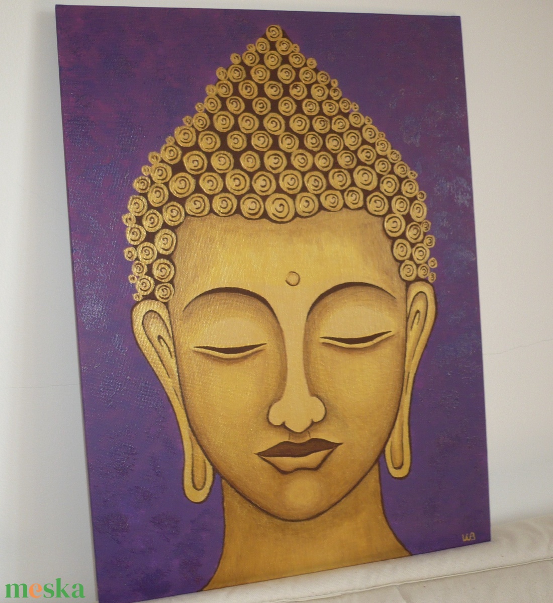 Arany Buddha - egyedi akril festmény, falikép 30x40 - művészet - festmény - akril - Meska.hu