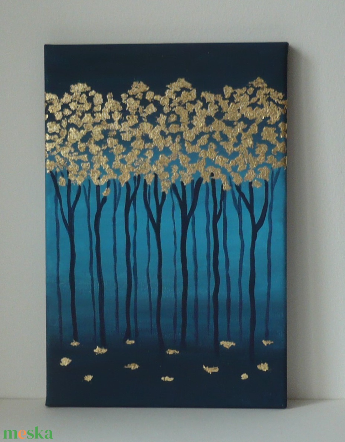 Arany erdő - egyedi akril festmény, falikép 20x30 - művészet - festmény - akril - Meska.hu