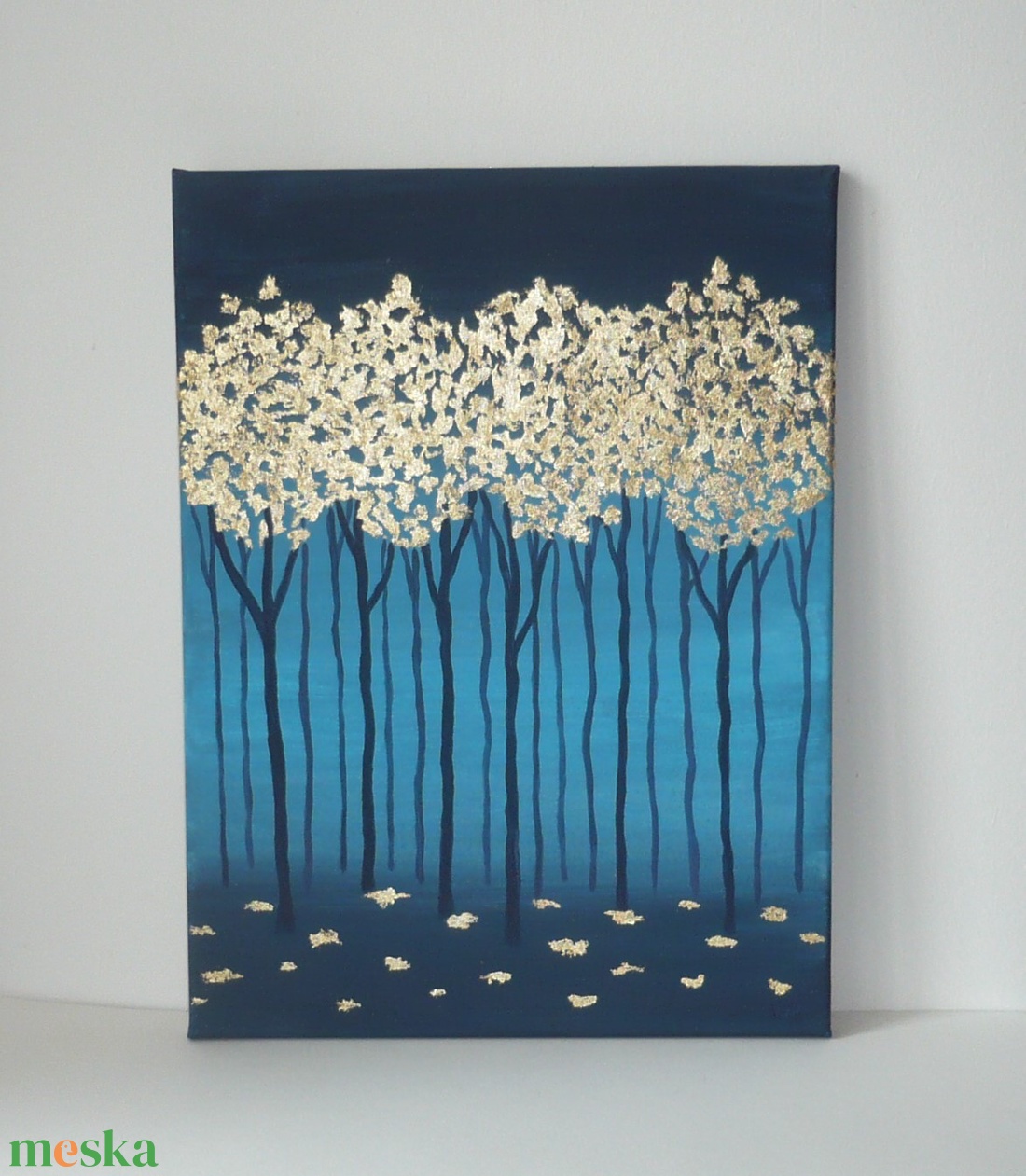 Arany erdő - egyedi akril festmény, falikép 30x40 - művészet - festmény - akril - Meska.hu