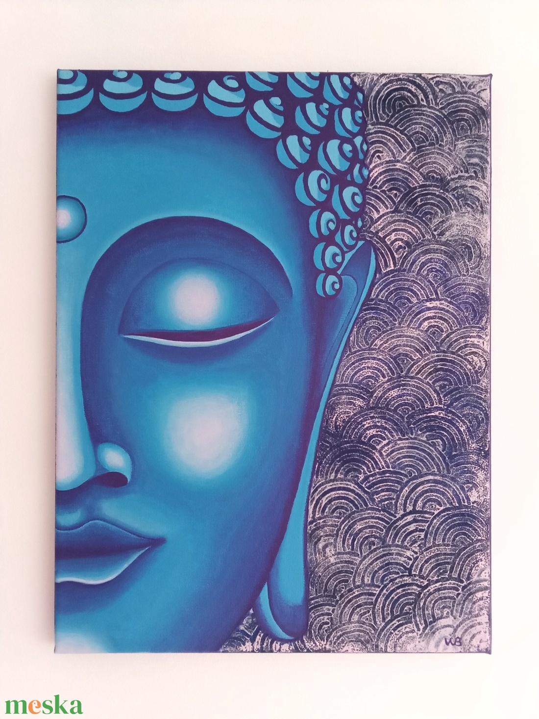Kék Buddha - egyedi akril festmény, falikép 30x40 - művészet - festmény - akril - Meska.hu