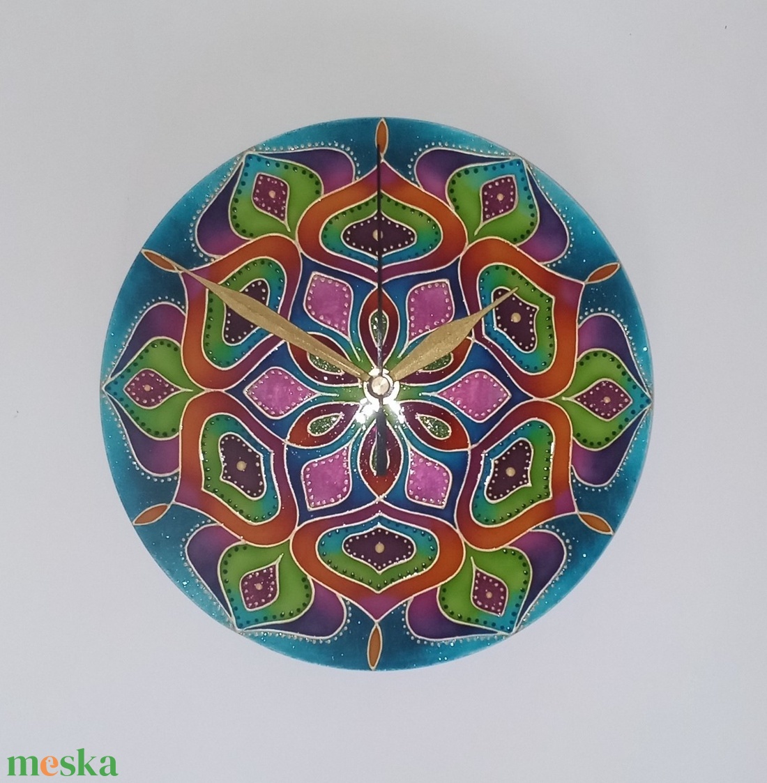 Vadvirág - egyedi festett mandala üveg falióra - otthon & életmód - dekoráció - fali és függő dekoráció - falióra & óra - Meska.hu Vadvirág - egyedi festett mandala üveg falióra - otthon & életmód - dekoráció - fali és függő dekoráció - falióra & óra - Meska.hu