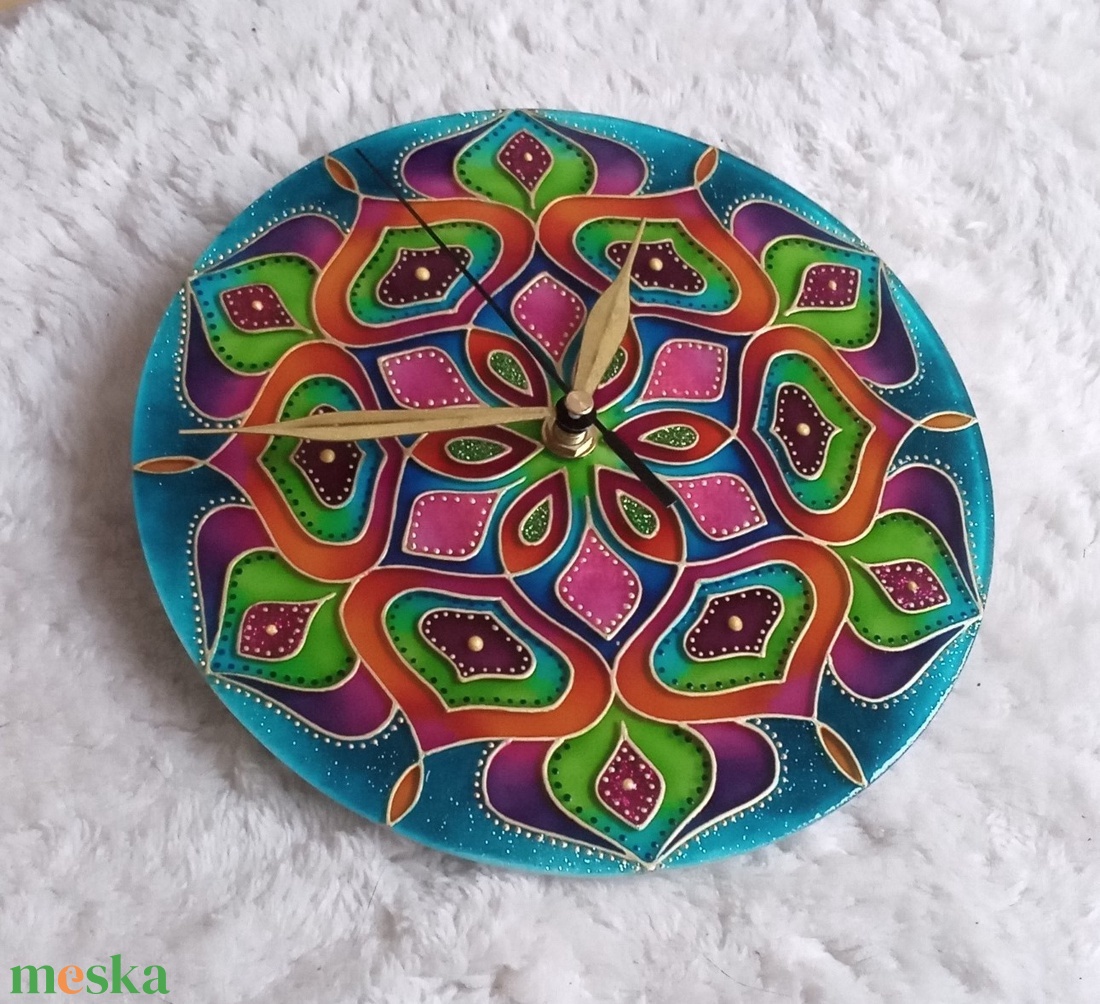 Vadvirág - egyedi festett mandala üveg falióra - otthon & életmód - dekoráció - fali és függő dekoráció - falióra & óra - Meska.hu Vadvirág - egyedi festett mandala üveg falióra - otthon & életmód - dekoráció - fali és függő dekoráció - falióra & óra - Meska.hu