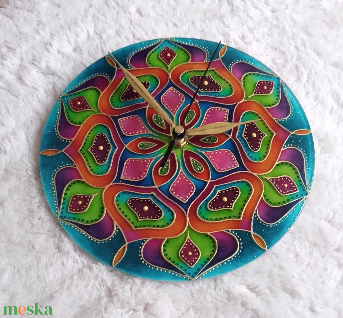 Vadvirág - egyedi festett mandala üveg falióra - otthon & életmód - dekoráció - fali és függő dekoráció - falióra & óra - Meska.hu Vadvirág - egyedi festett mandala üveg falióra - otthon & életmód - dekoráció - fali és függő dekoráció - falióra & óra - Meska.hu