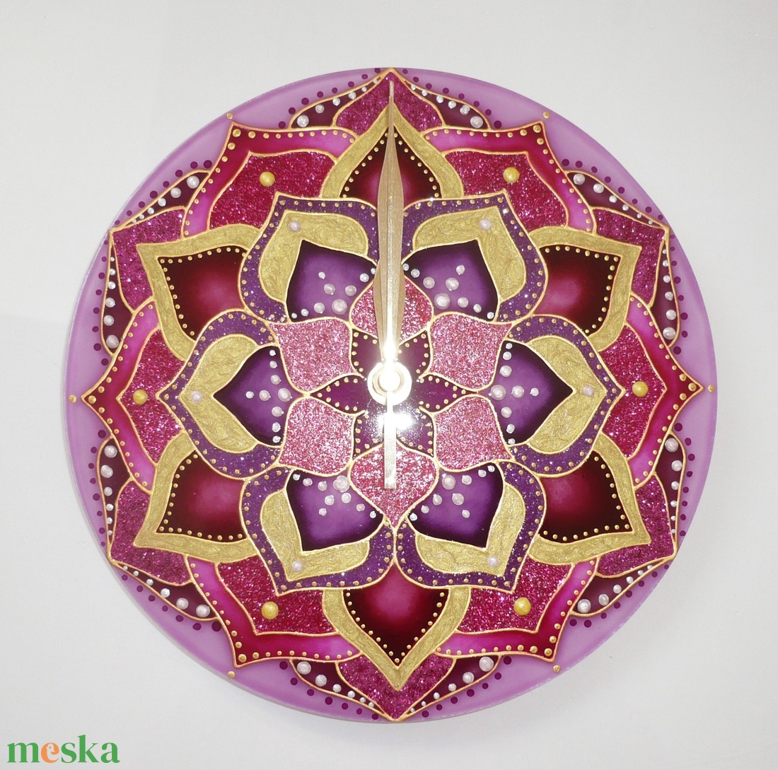 Belső Csillogás - Mandala, egyedi festett üveg falióra - otthon & életmód - dekoráció - fali és függő dekoráció - falióra & óra - Meska.hu Belső Csillogás - Mandala, egyedi festett üveg falióra - otthon & életmód - dekoráció - fali és függő dekoráció - falióra & óra - Meska.hu