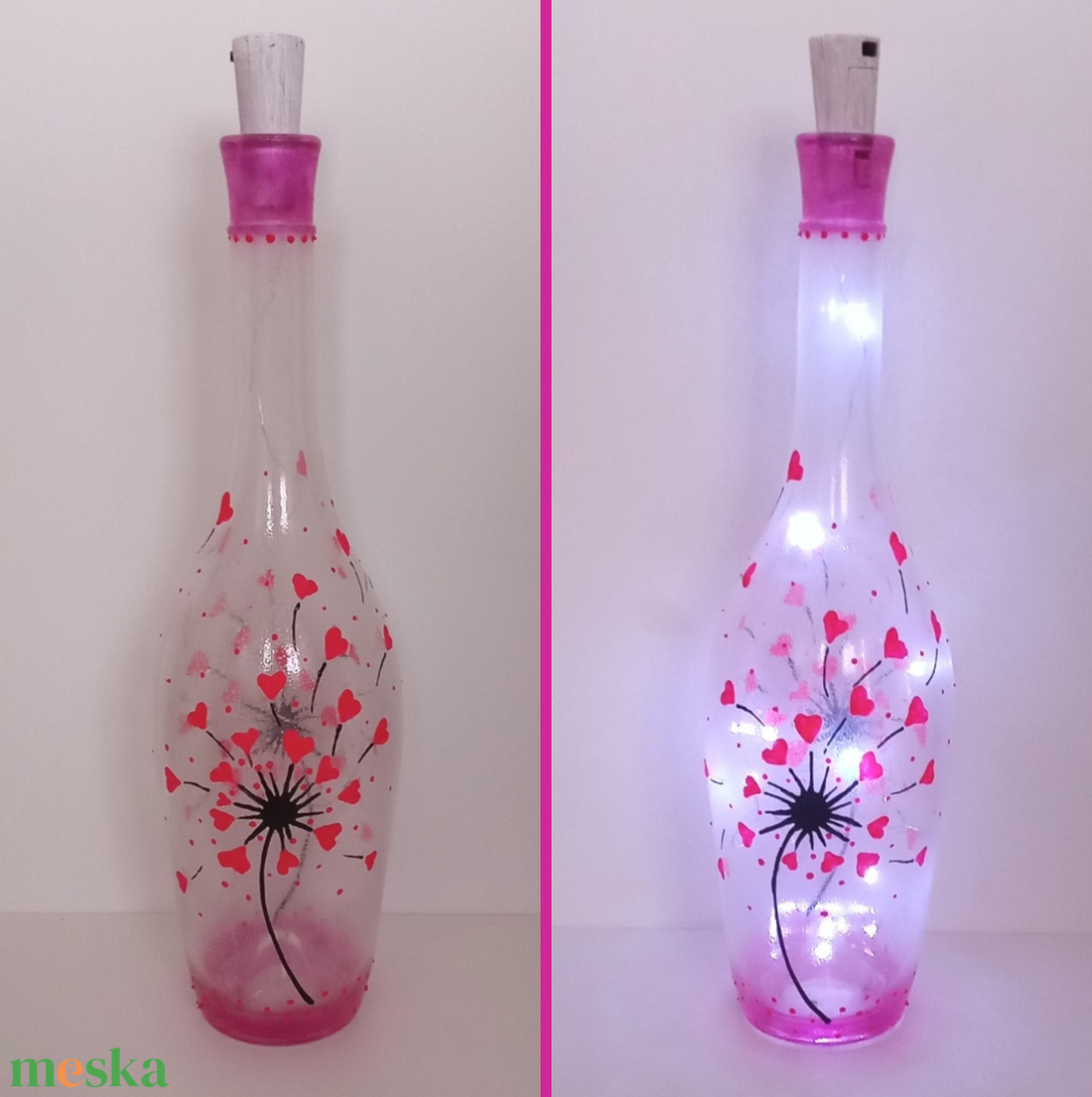 Pink pittypangos üveglámpás - egyedi festett üveg bottlelamp - otthon & életmód - lámpa - hangulatlámpa - Meska.hu Pink pittypangos üveglámpás - egyedi festett üveg bottlelamp - otthon & életmód - lámpa - hangulatlámpa - Meska.hu