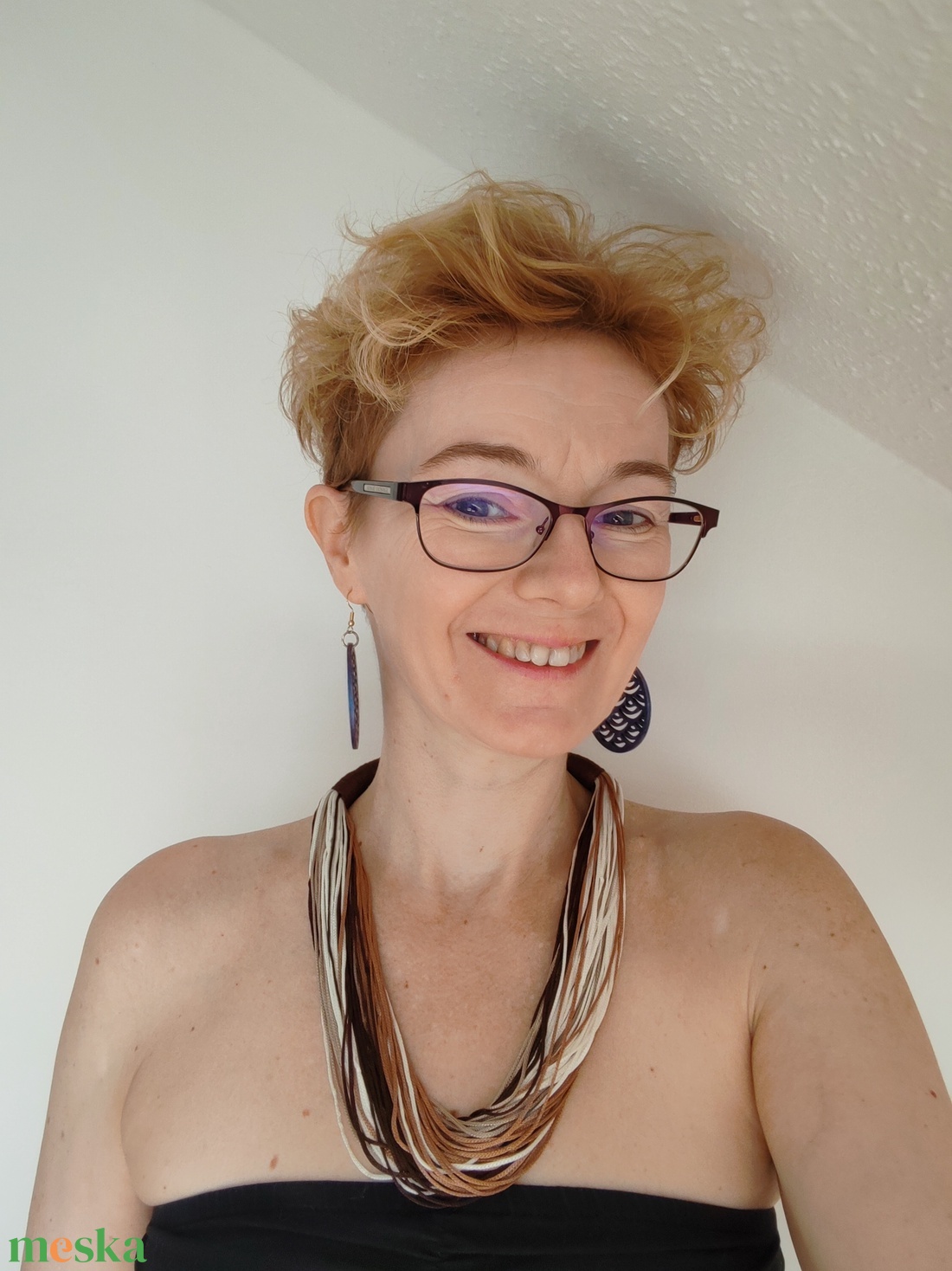 Cappuccino rétegek � sokszálas textil nyaklánc - ékszer - nyaklánc - statement nyaklánc - Meska.hu