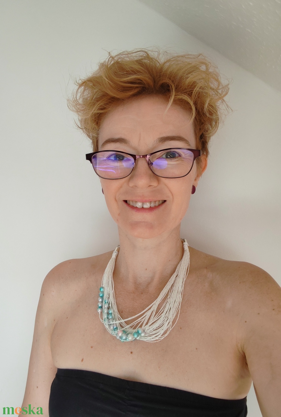 Tengerparti elegancia - Romantikus sokszálas boho nyaklánc (Gyöngyház - Mentazöld) - ékszer - nyaklánc - statement nyaklánc - Meska.hu
