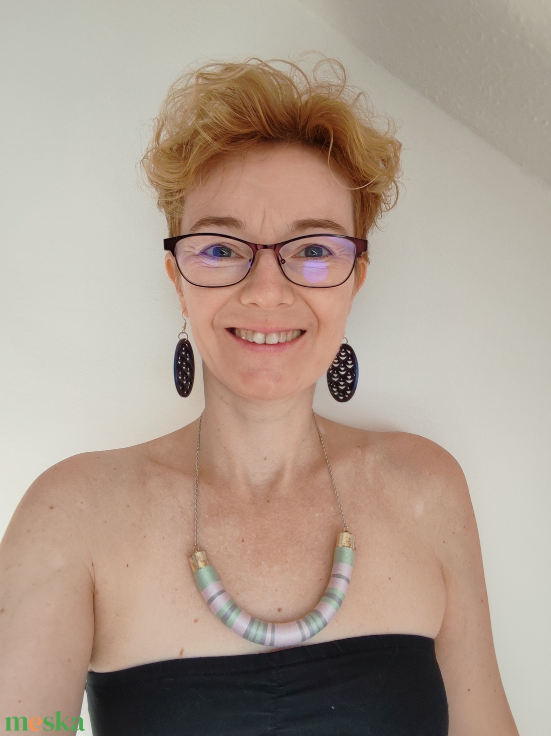 Mint - Lilac Twist � Mentazöld és halványlila fonallal bevont íves nyakék ezüst lánccal - ékszer - nyaklánc - statement nyaklánc - Meska.hu