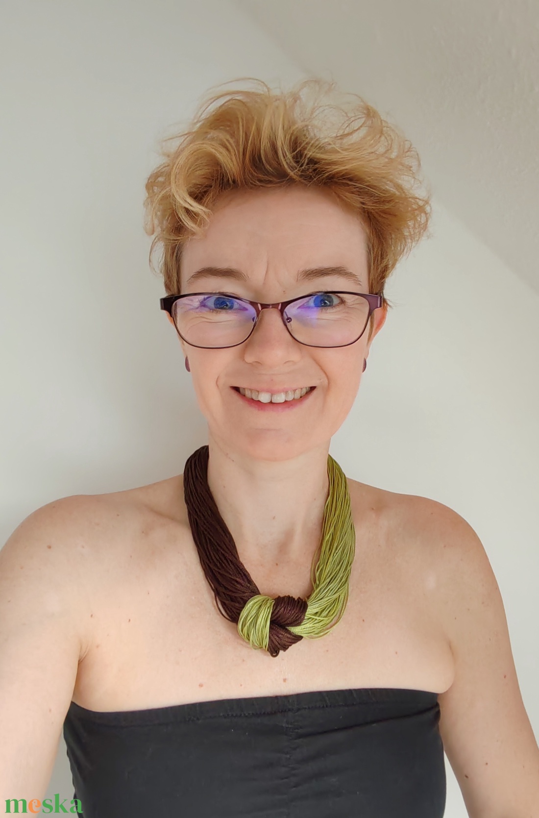 Forest - Chocolate Reversible � Kétoldalas sokszálas boho nyaklánc (barna - zöld) - ékszer - nyaklánc - statement nyaklánc - Meska.hu
