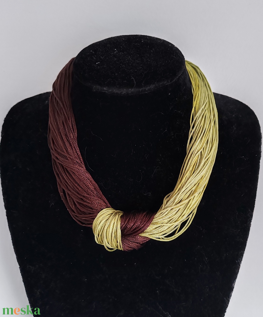 Forest - Chocolate Reversible � Kétoldalas sokszálas boho nyaklánc (barna - zöld) - ékszer - nyaklánc - statement nyaklánc - Meska.hu