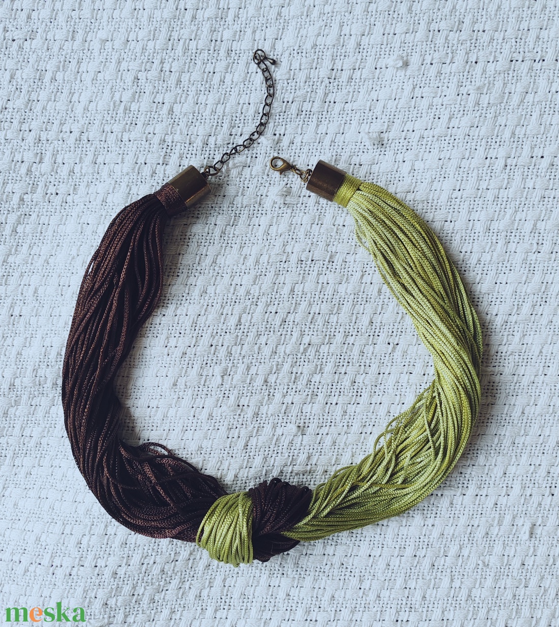 Forest - Chocolate Reversible � Kétoldalas sokszálas boho nyaklánc (barna - zöld) - ékszer - nyaklánc - statement nyaklánc - Meska.hu