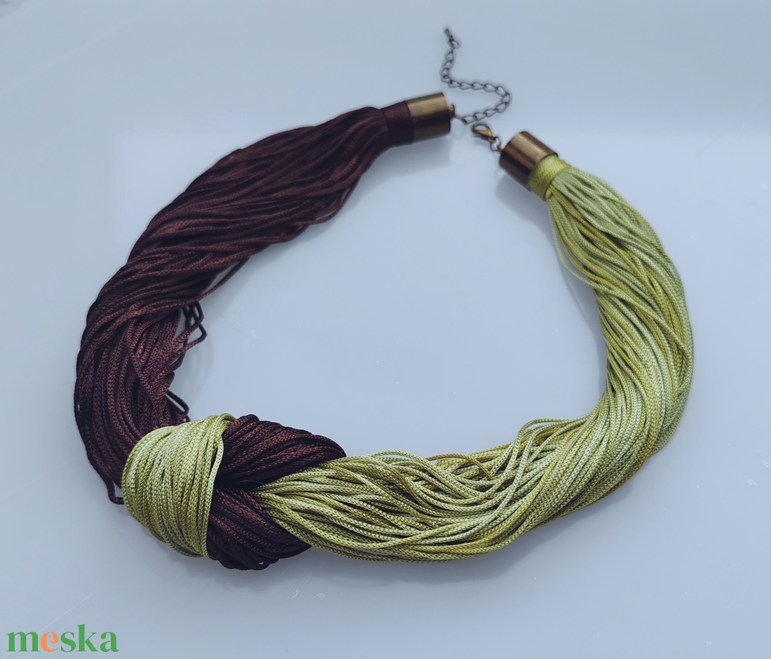 Forest - Chocolate Reversible � Kétoldalas sokszálas boho nyaklánc (barna - zöld) - ékszer - nyaklánc - statement nyaklánc - Meska.hu