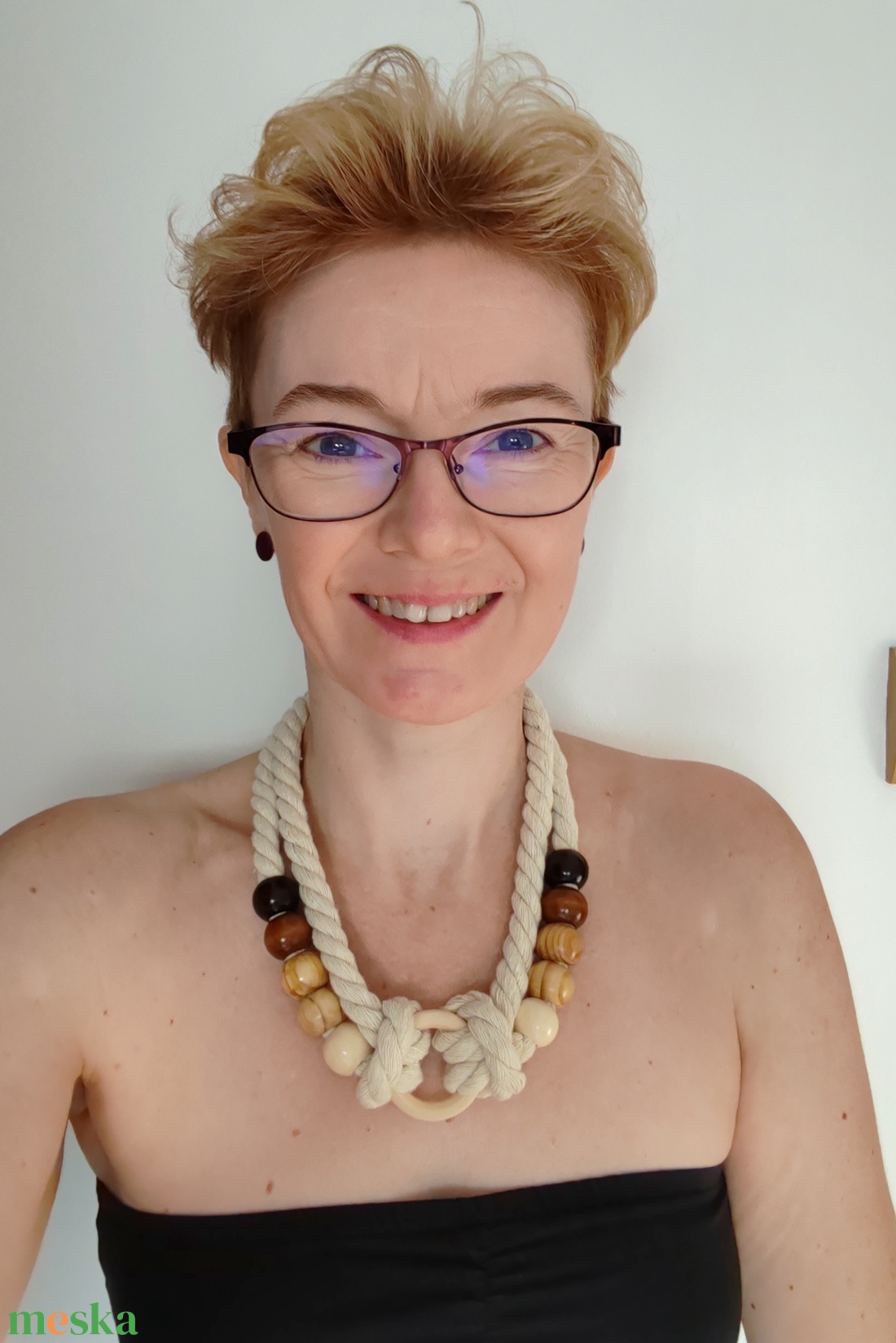 Natural Boho Loop  � Skandináv stílusú natúr textil nyaklánc - ékszer - nyaklánc - statement nyaklánc - Meska.hu