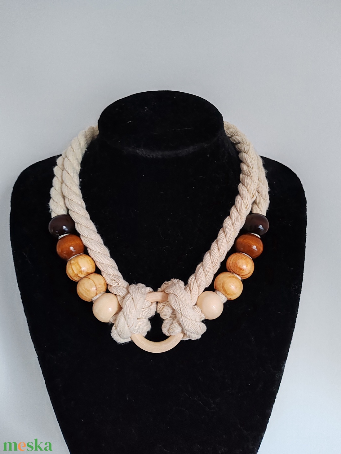 Natural Boho Loop  � Skandináv stílusú natúr textil nyaklánc - ékszer - nyaklánc - statement nyaklánc - Meska.hu