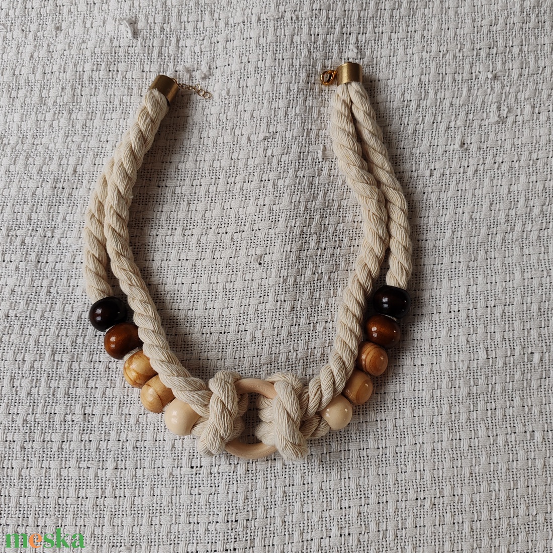 Natural Boho Loop  � Skandináv stílusú natúr textil nyaklánc - ékszer - nyaklánc - statement nyaklánc - Meska.hu