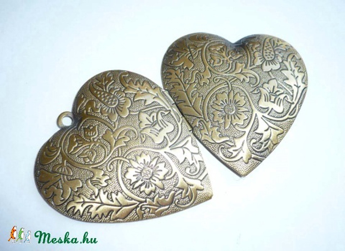 Gyönyörű réz szív szelence, képtartó medál - 1db - kellékek & szerszámok - gyöngyfűzés kellékek - fém köztesek - Meska.hu