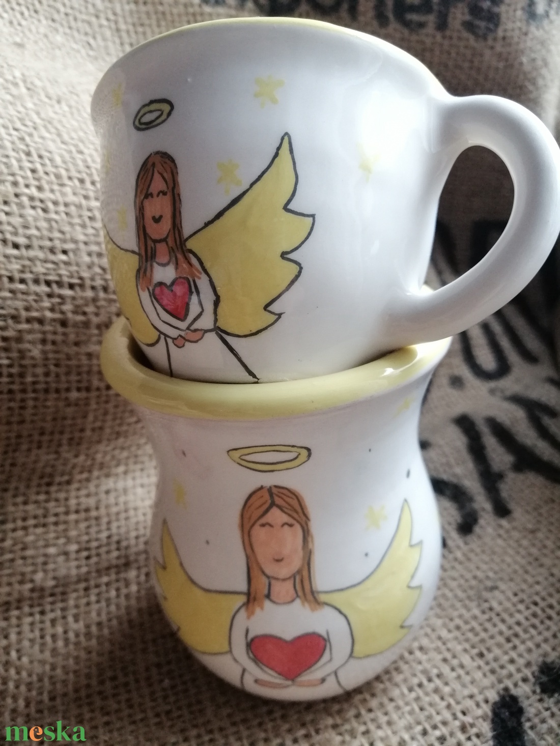 Angyalos csésze + váza - otthon & életmód - fürdőszoba - fogkefetartó - Meska.hu