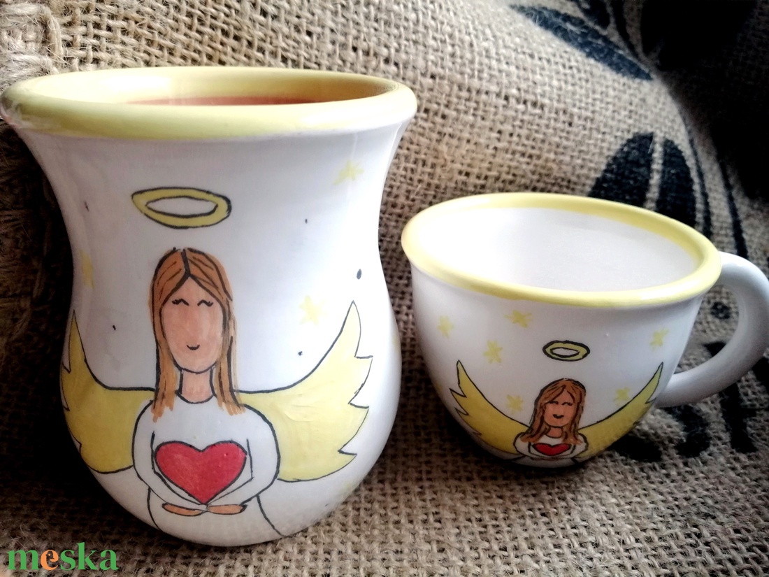 Angyalos csésze + váza - otthon & életmód - fürdőszoba - fogkefetartó - Meska.hu