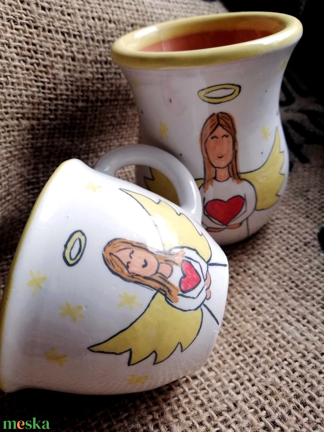 Angyalos csésze + váza - otthon & életmód - fürdőszoba - fogkefetartó - Meska.hu