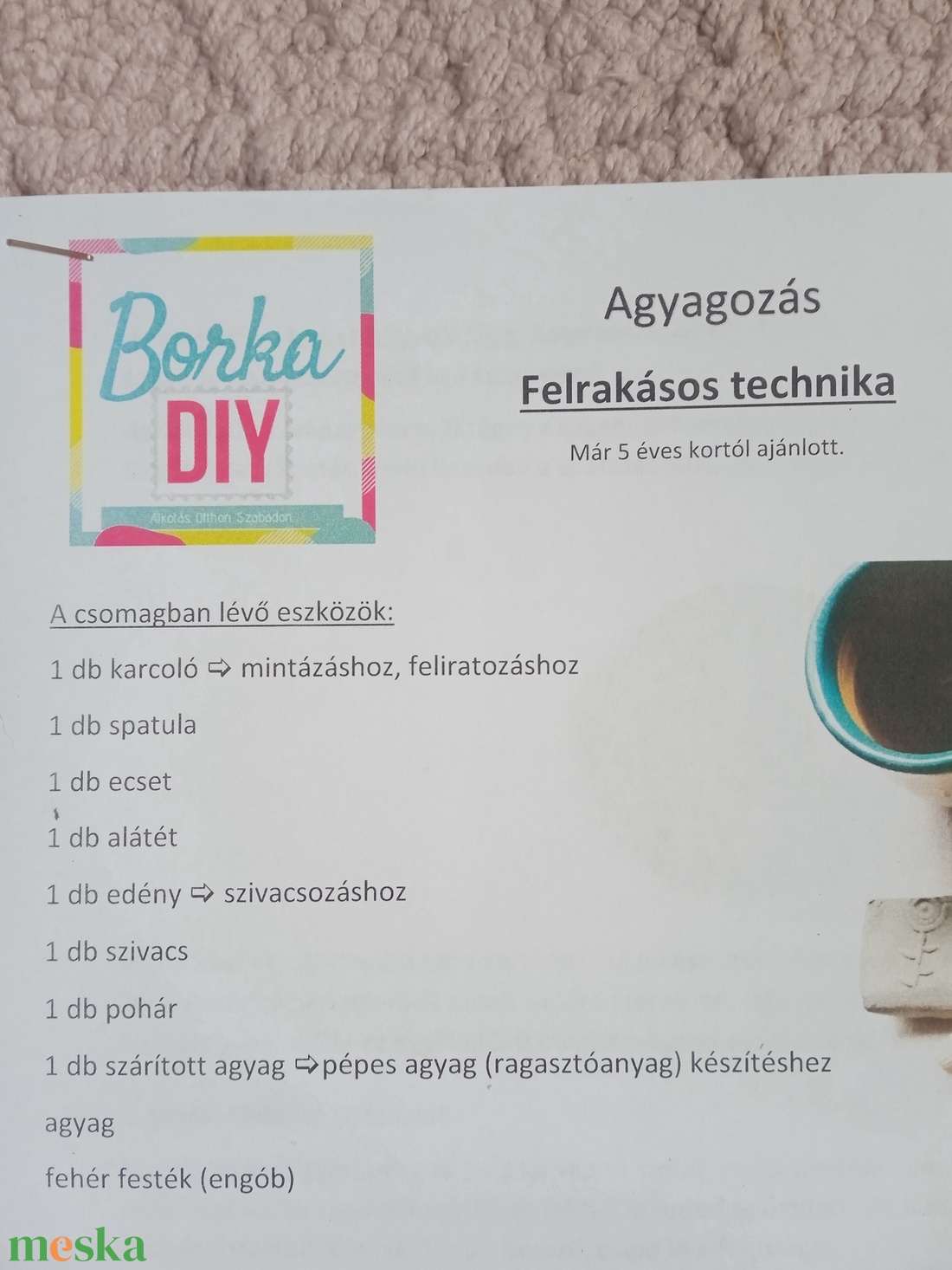 DIY agyagozás kezdő készlet - diy (csináld magad) - egységcsomag - Meska.hu
