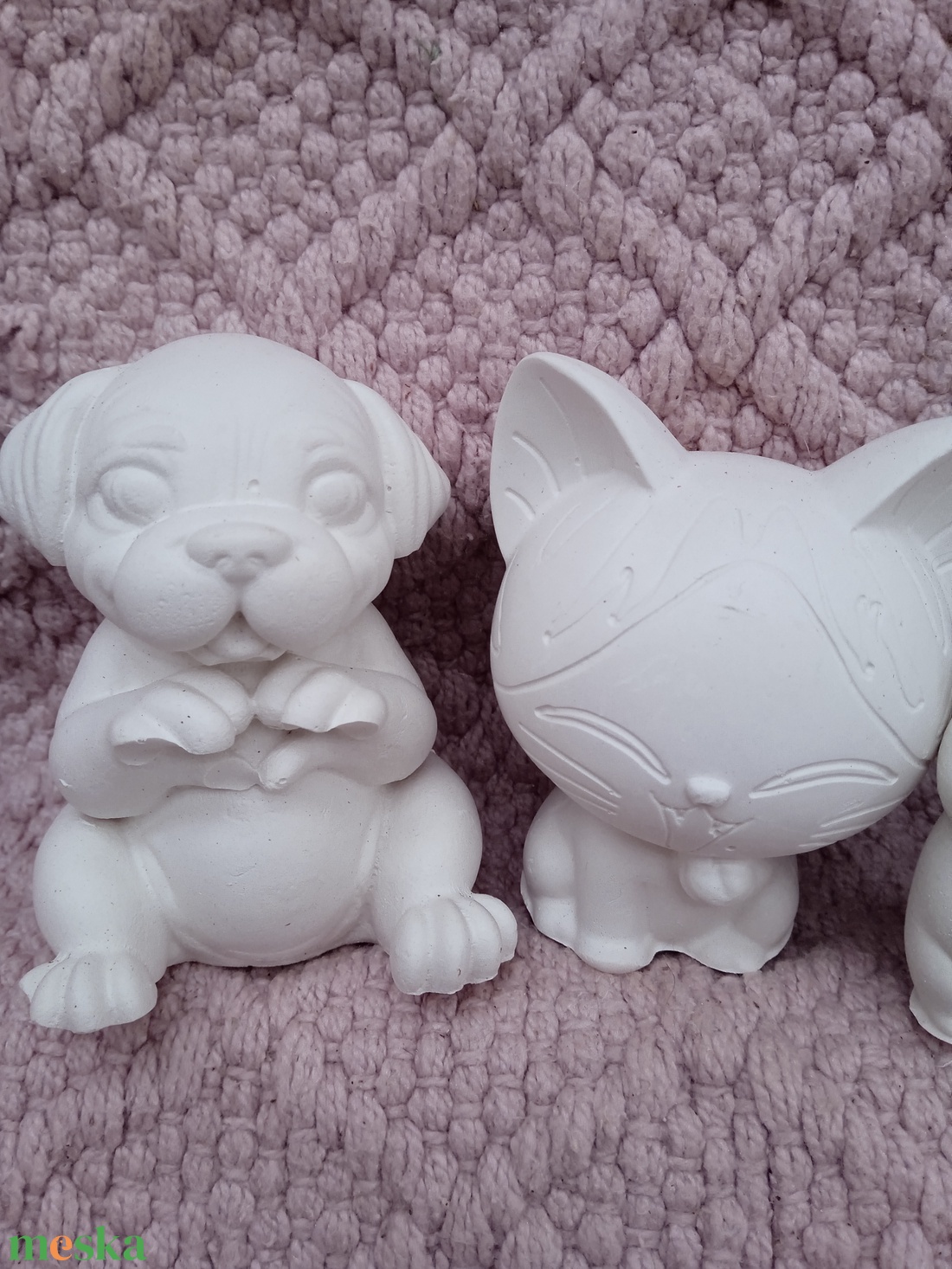 Kifesthető gipsz kutya, macska szett - kellékek & szerszámok - dekorációs kellékek - figurák - Meska.hu