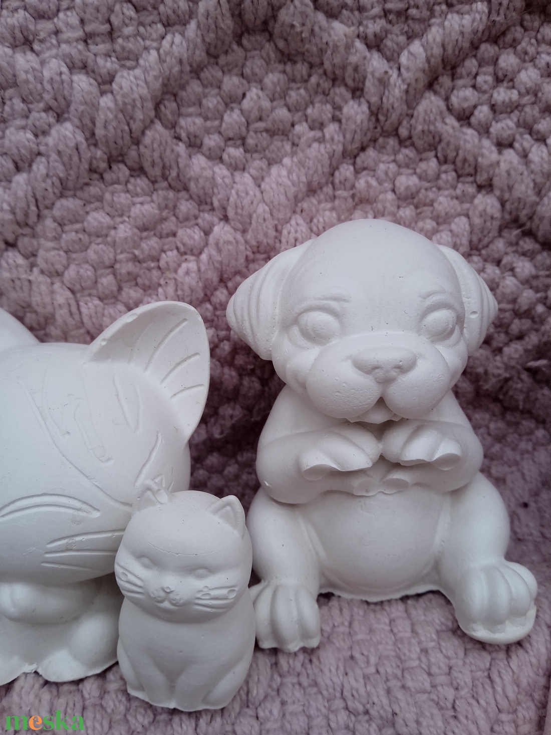 Kifesthető gipsz kutya, macska szett - kellékek & szerszámok - dekorációs kellékek - figurák - Meska.hu