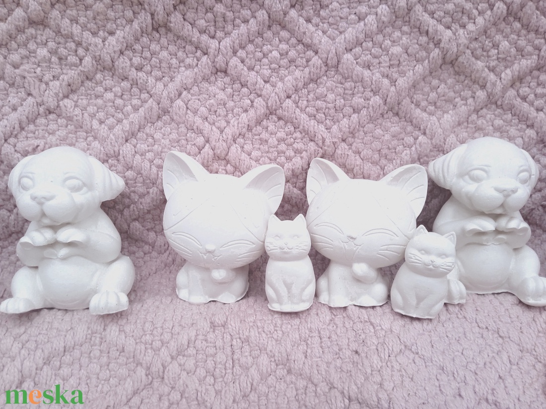 Kifesthető gipsz kutya, macska szett - kellékek & szerszámok - dekorációs kellékek - figurák - Meska.hu