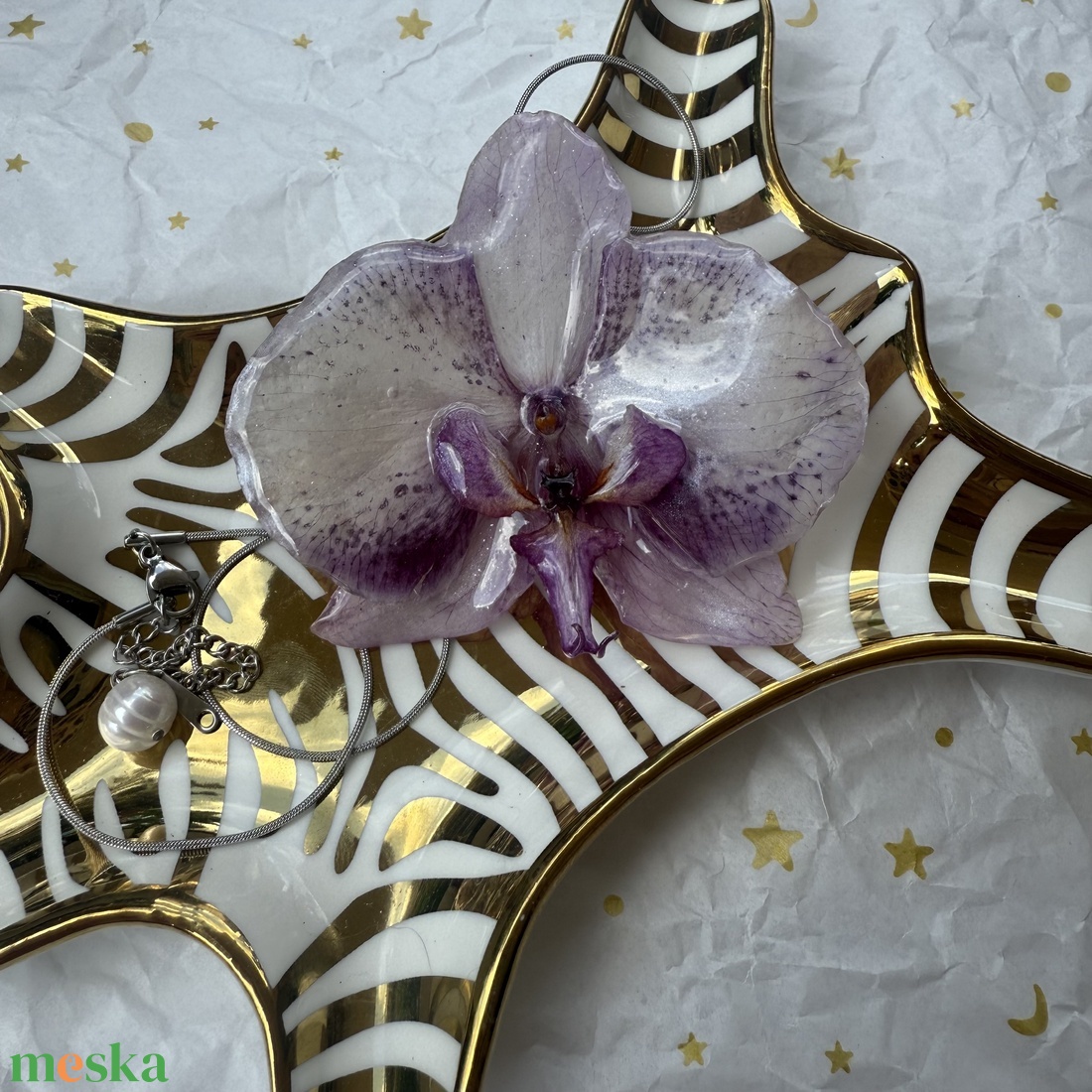 Áfonyajoghurt Orchidea Nyaklánc - ékszer - nyaklánc - medálos nyaklánc - Meska.hu