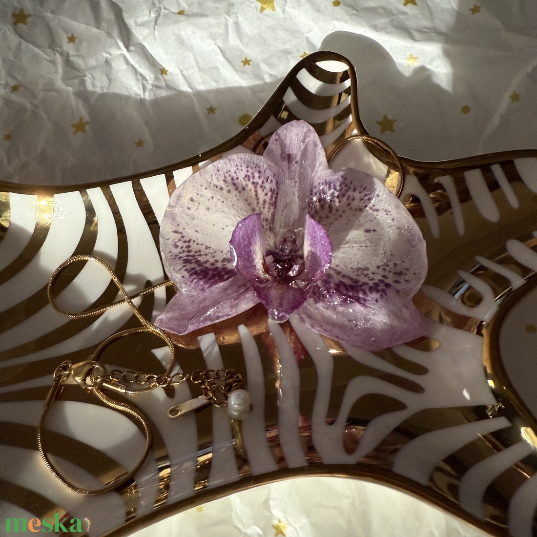 Áfonyajoghurt Orchidea Nyaklánc - ékszer - nyaklánc - medálos nyaklánc - Meska.hu