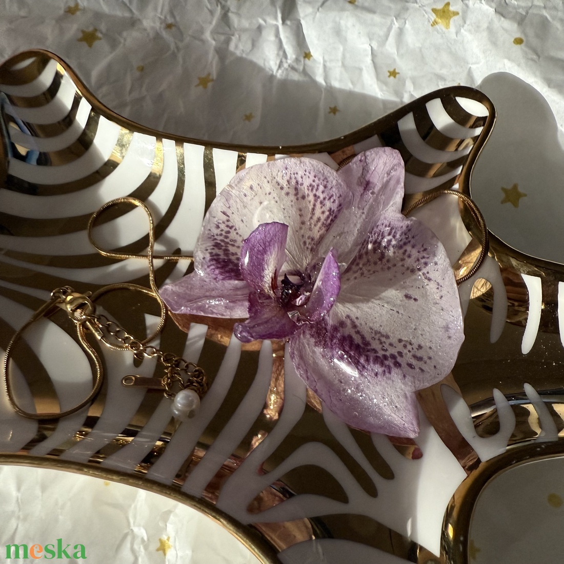 Áfonyajoghurt Orchidea Nyaklánc - ékszer - nyaklánc - medálos nyaklánc - Meska.hu