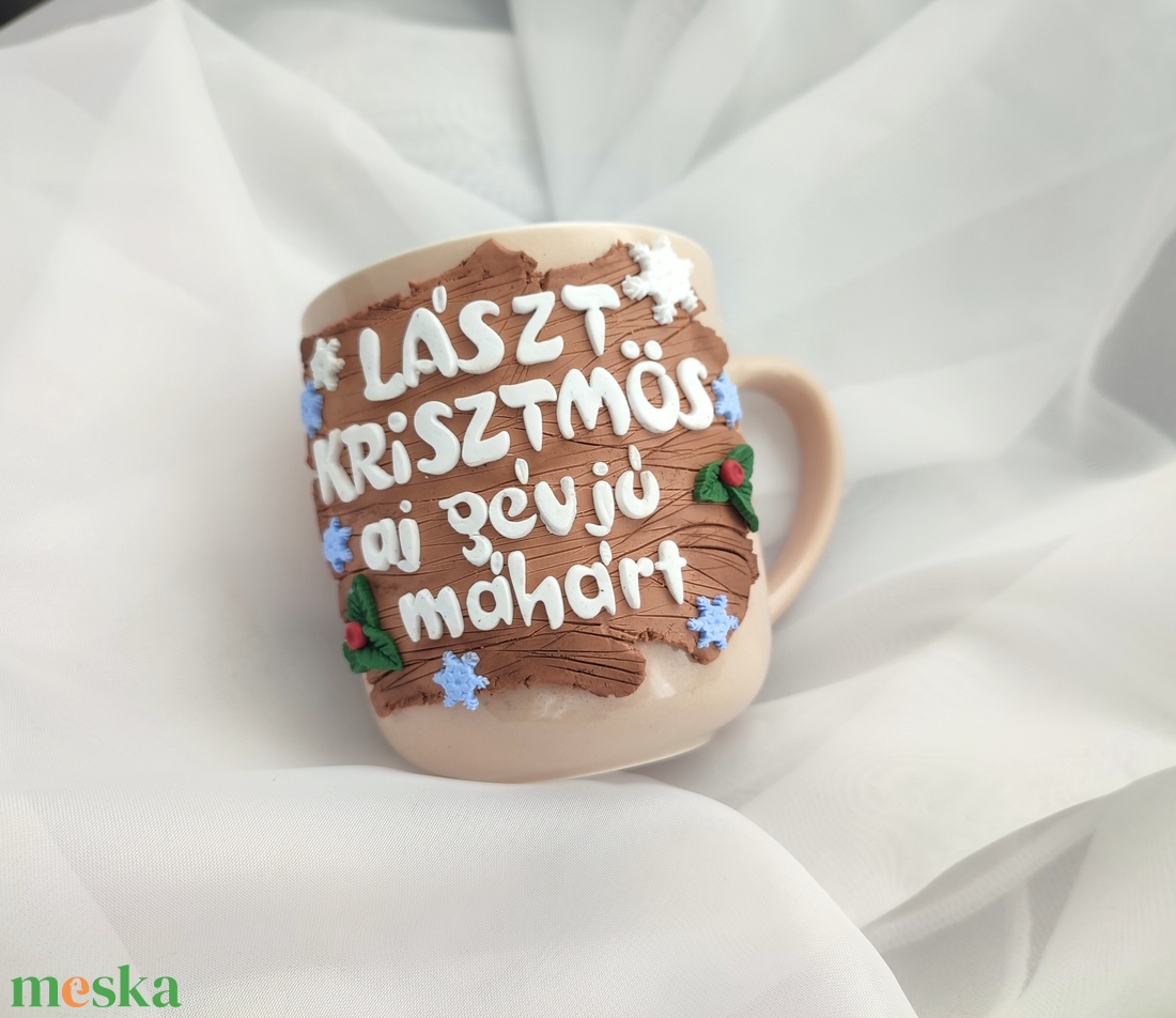 Karácsonyi bögre - karácsony - adventi díszek - adventi asztaldísz - Meska.hu