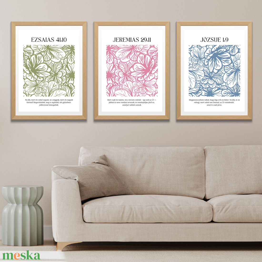 Igeverses fali dekoráció, Dekoráció igeverssel, Igevers Print - otthon & életmód - dekoráció - kép & falikép - több részes kép - Meska.hu