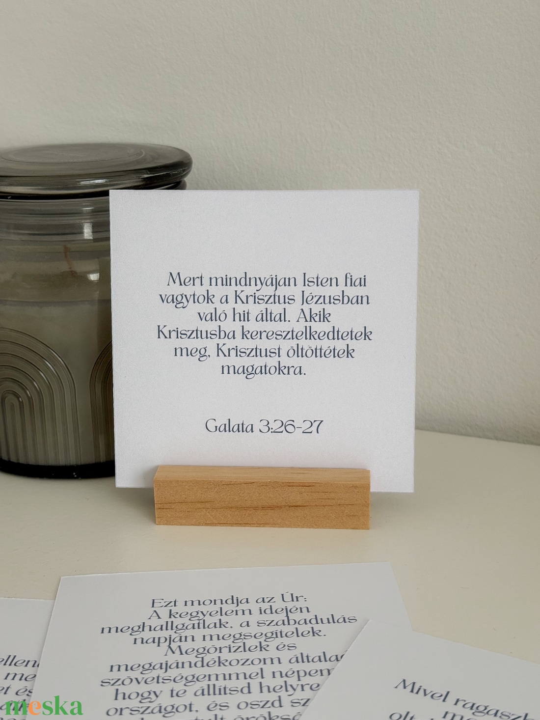 Heti igevers kártyák fa talppal, keresztény ajándék - otthon & életmód - dekoráció - asztal és polc dekoráció - asztaldísz - Meska.hu