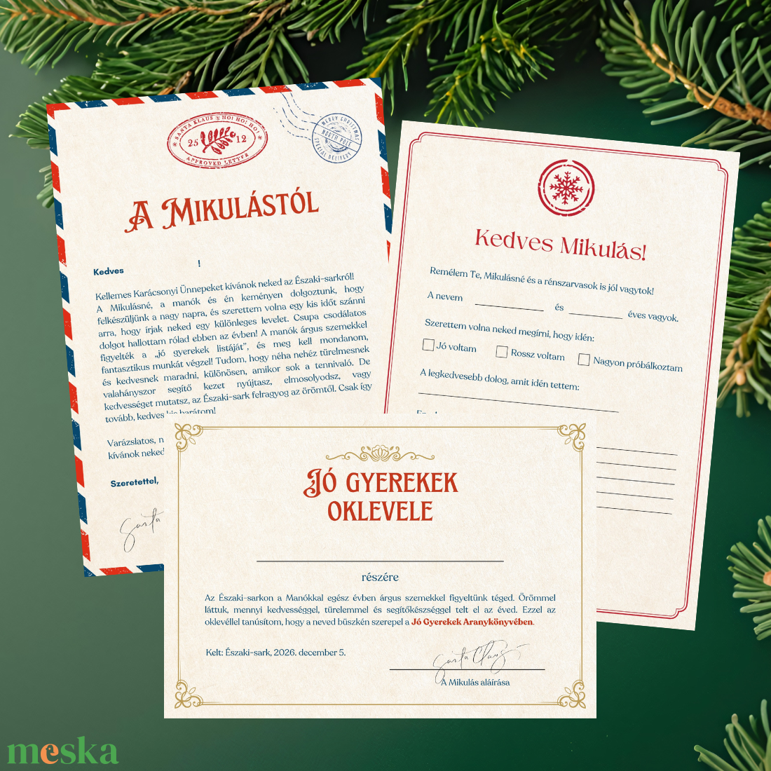Mikulás levél csomag - 3 db - karácsony - mikulás - mikulás ajándékok - Meska.hu