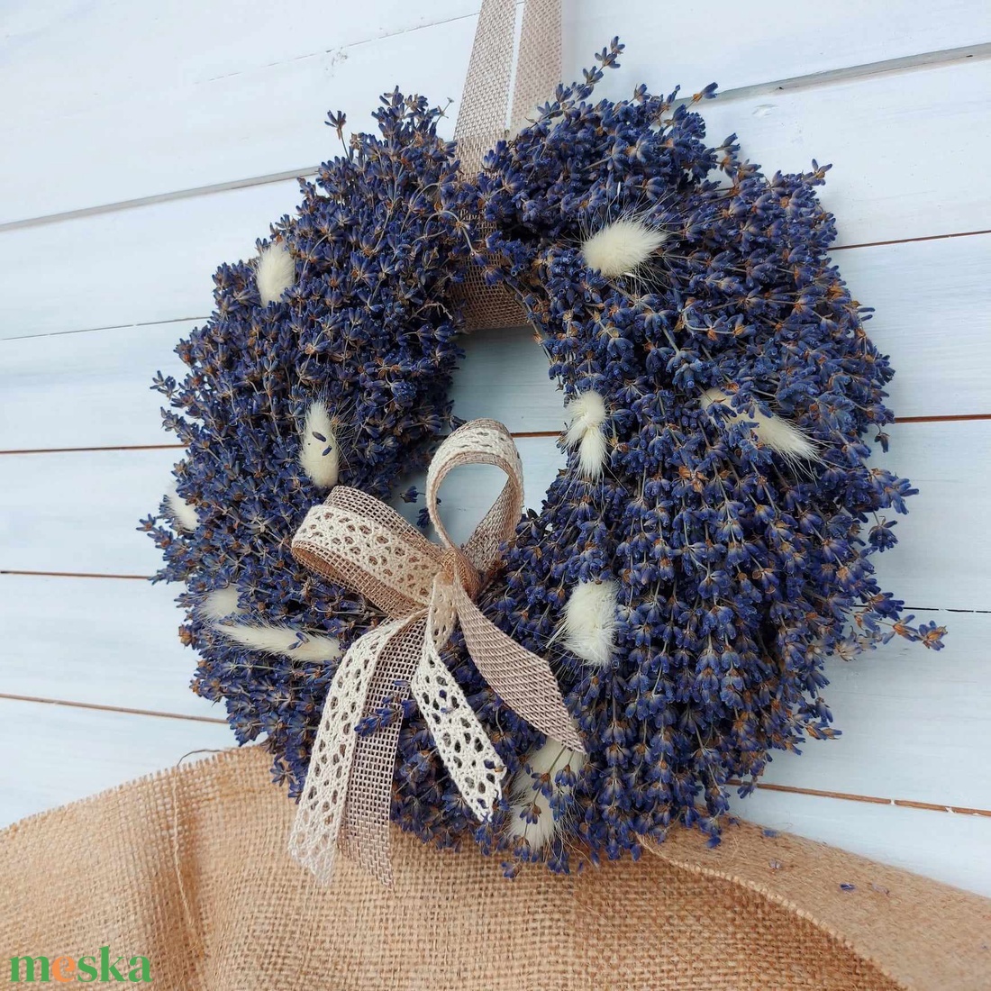 Levendula Koszorú csipkével - otthon & életmód - dekoráció - ajtó- és ablak dekoráció - ajtódísz & kopogtató - Meska.hu