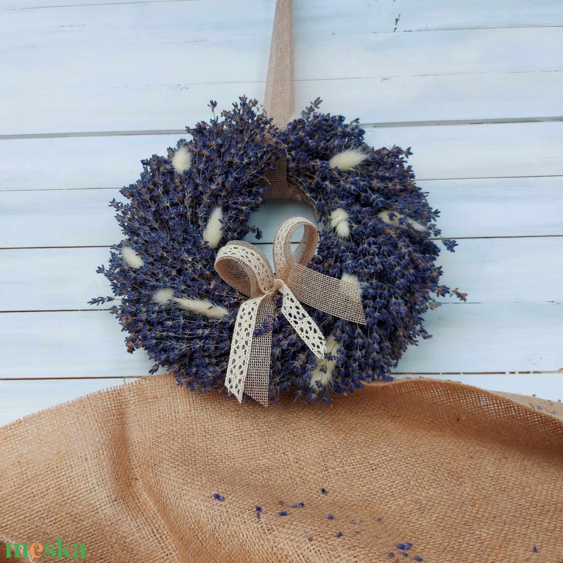 Levendula Koszorú csipkével - otthon & életmód - dekoráció - ajtó- és ablak dekoráció - ajtódísz & kopogtató - Meska.hu