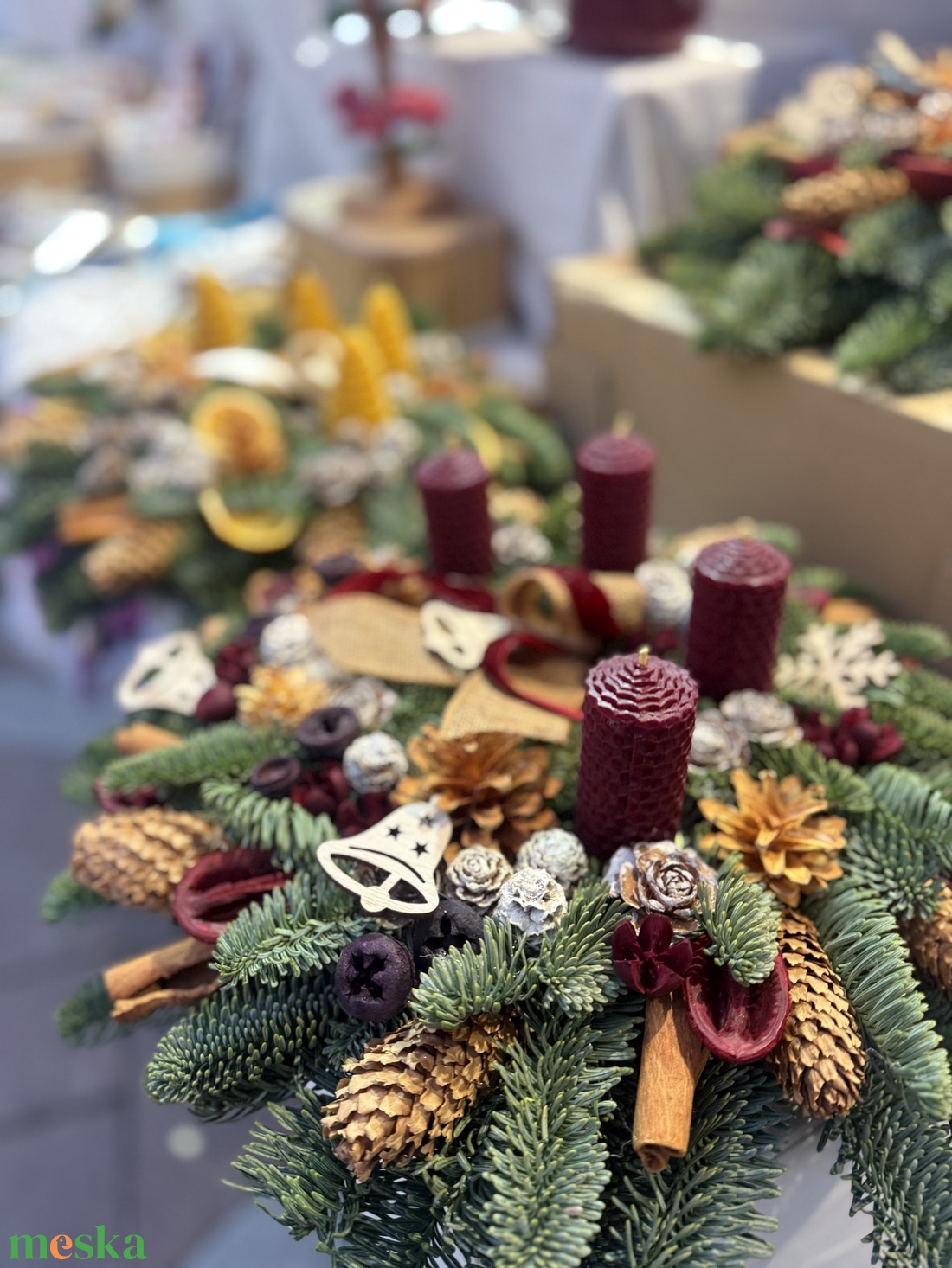 Adventi koszorú - Méhviasz gyertyával - karácsony - adventi díszek - adventi koszorú - Meska.hu