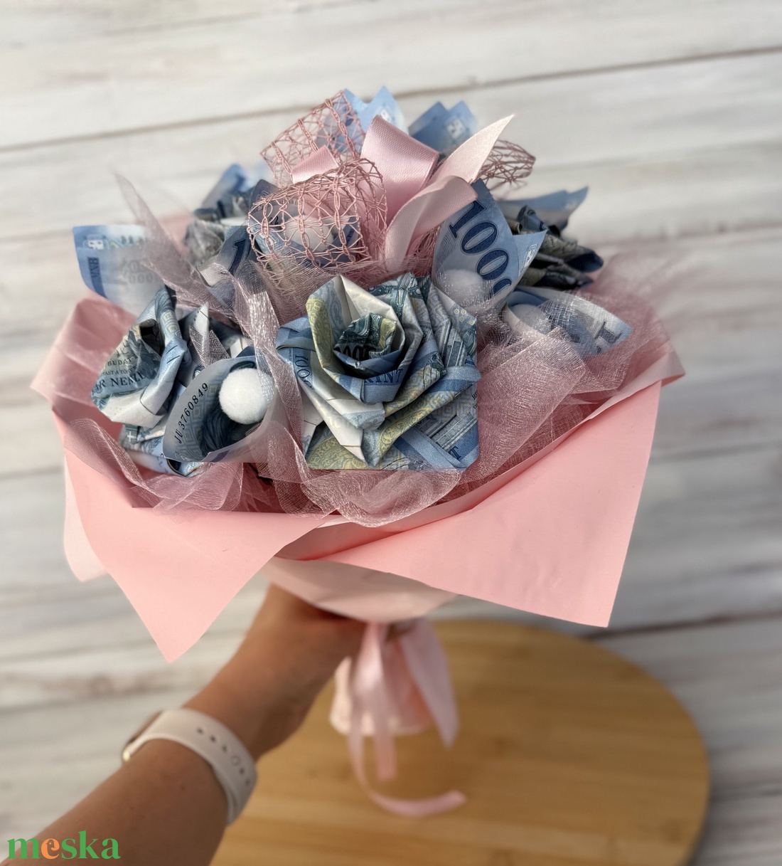 Ballagási pénzcsokor rózsaszín � csajos ajándék, egyedi pénzes csokor ballagásra - otthon & életmód - virágdekoráció - virágok - virágcsokor - Meska.hu