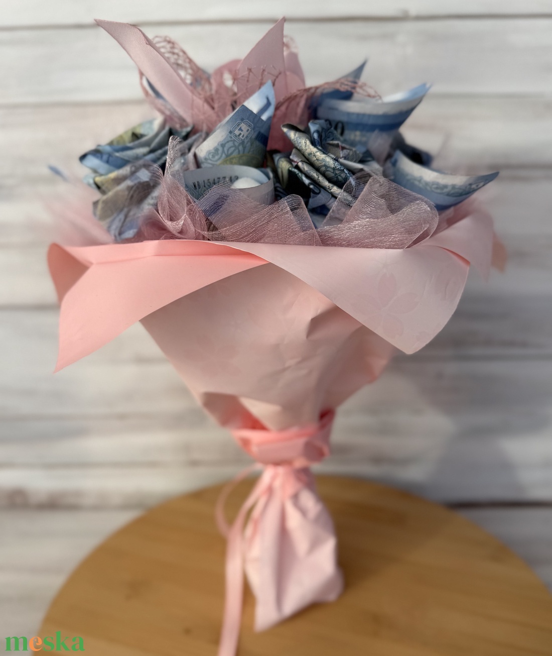Ballagási pénzcsokor rózsaszín � csajos ajándék, egyedi pénzes csokor ballagásra - otthon & életmód - virágdekoráció - virágok - virágcsokor - Meska.hu
