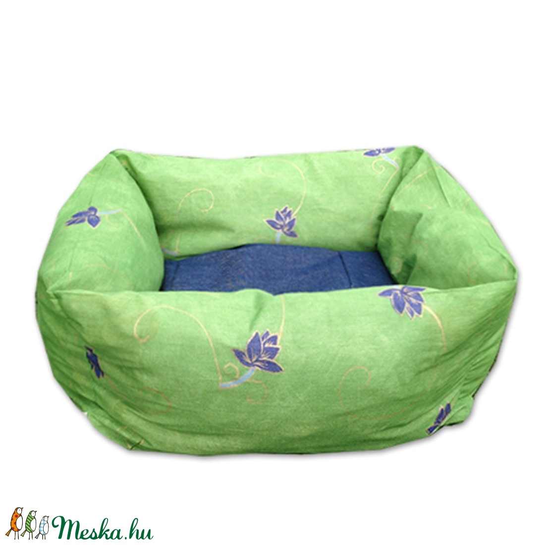 Zöld, lila mintás cicaágy, kutyaágy kivehető párnával -  - Meska.hu