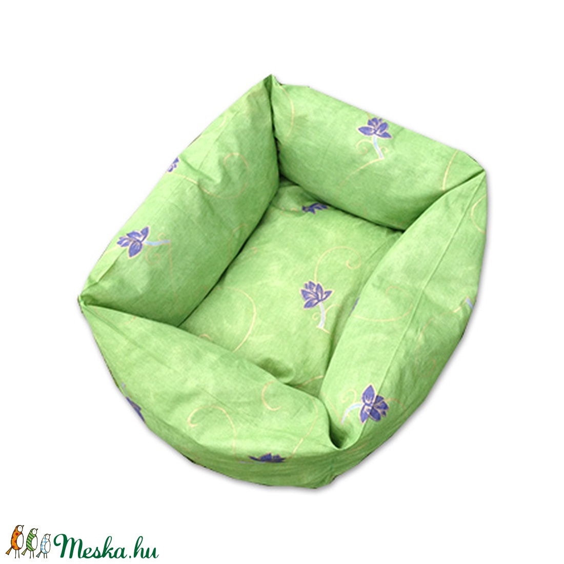 Zöld, lila mintás cicaágy, kutyaágy kivehető párnával -  - Meska.hu
