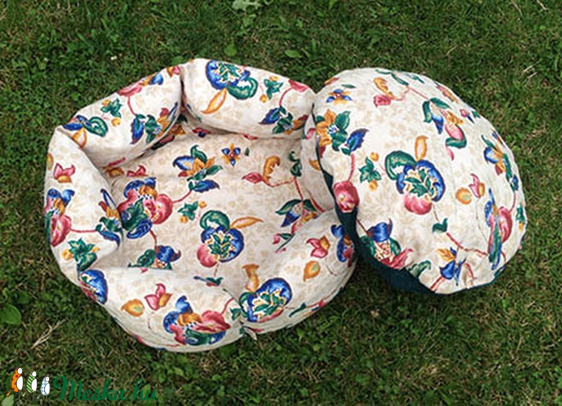 Virágmintás cicaágy, kutyaágy lenvászon anyagból -  - Meska.hu