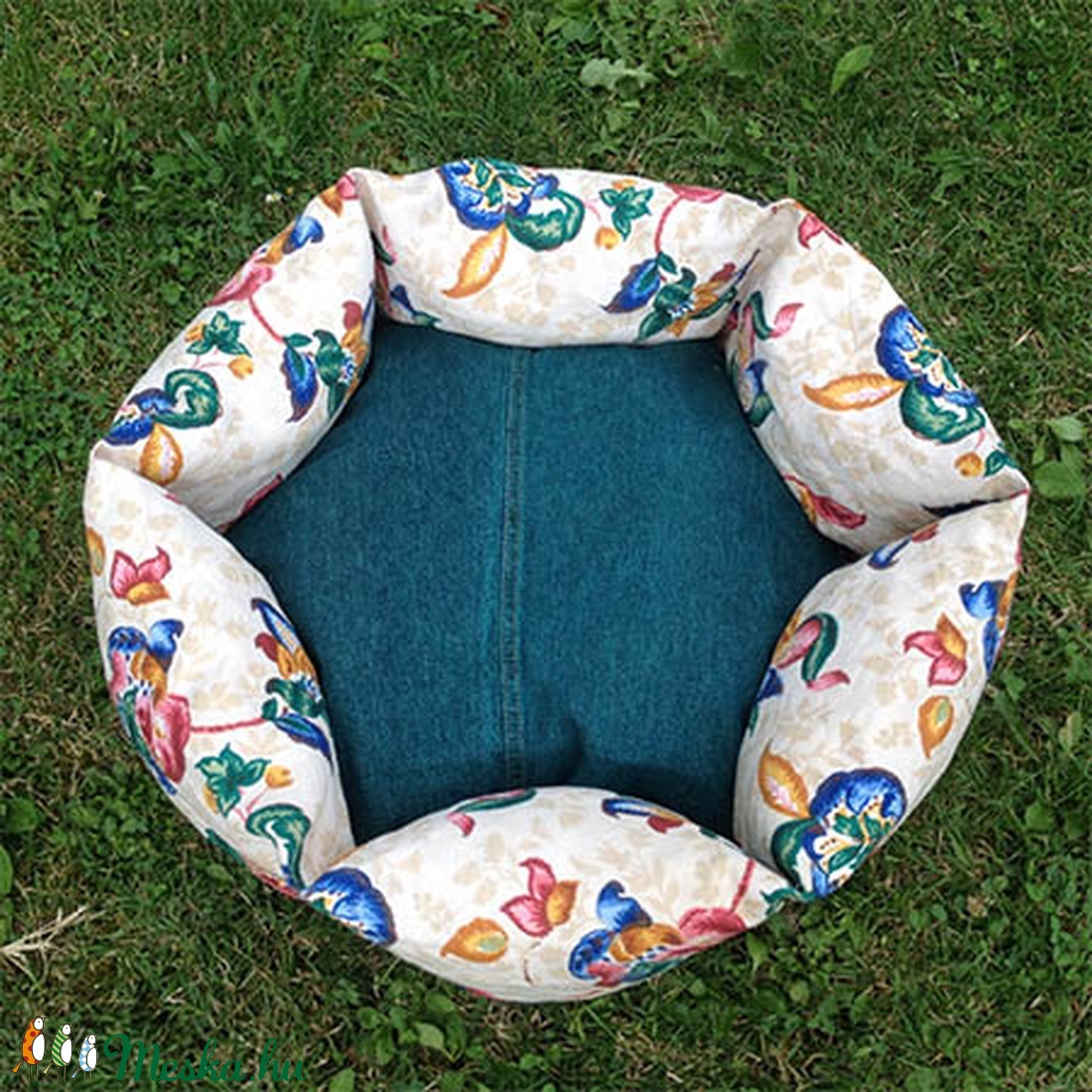 Virágmintás cicaágy, kutyaágy lenvászon anyagból -  - Meska.hu