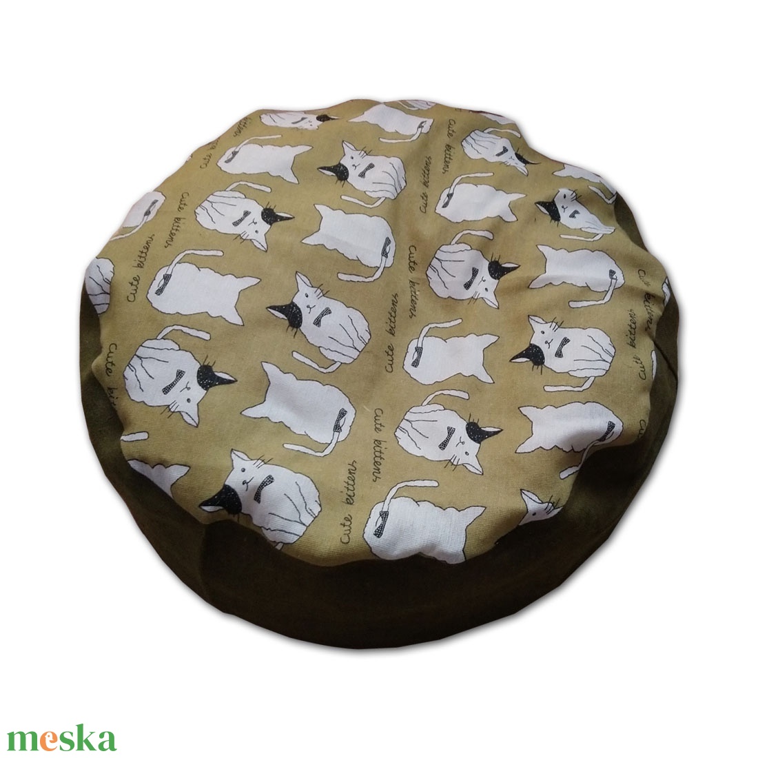 Cica-mintás zöld cicapuff - otthon & életmód - kisállatoknak - cicáknak & macskáknak - Meska.hu