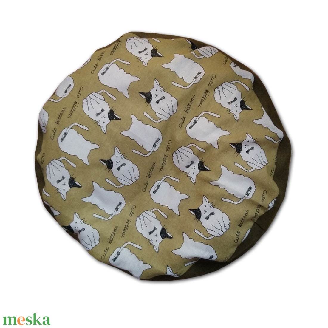 Cica-mintás zöld cicapuff - otthon & életmód - kisállatoknak - cicáknak & macskáknak - Meska.hu