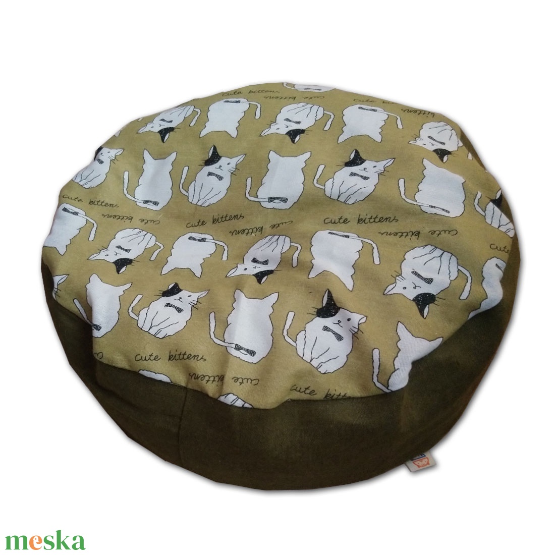 Cica-mintás zöld cicapuff - otthon & életmód - kisállatoknak - cicáknak & macskáknak - Meska.hu