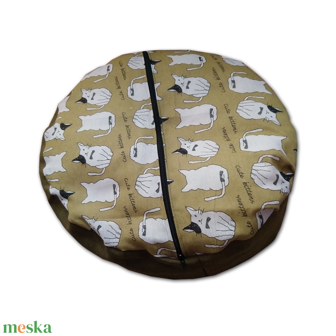 Cica-mintás zöld cicapuff - otthon & életmód - kisállatoknak - cicáknak & macskáknak - Meska.hu