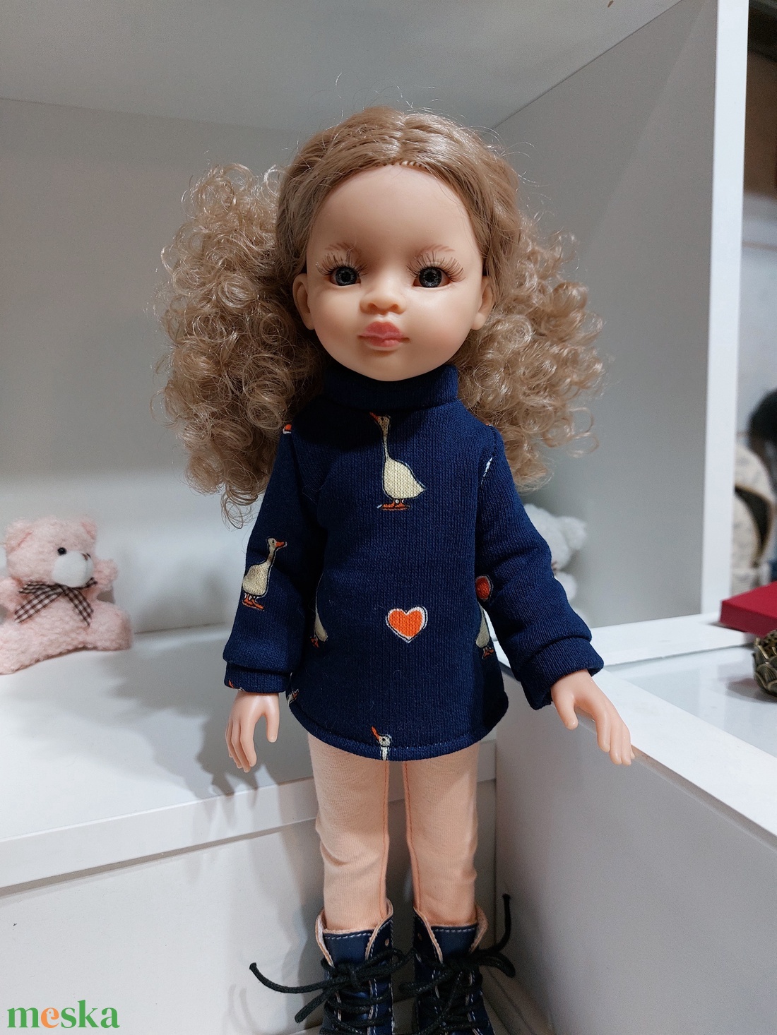 Paola Reina kislibás sötétkék hosszú pulcsis szett - játék & sport - baba & babaház - babaruha, babakellék - Meska.hu